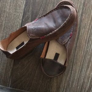 Brown OluKai loafers